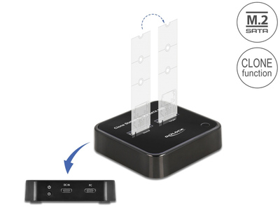 DELOCK docking station 64178, clone function, 2x M.2 SATA, 6Gbps, μαύρο