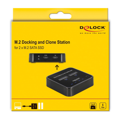 DELOCK docking station 64178, clone function, 2x M.2 SATA, 6Gbps, μαύρο