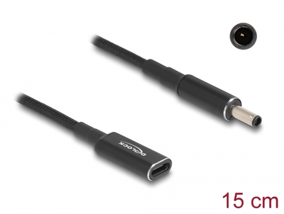 DELOCK καλώδιο τροφοδοσίας 60036, USB-C σε Dell 4.5x3.0mm, 15cm, μαύρο