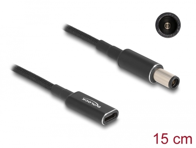 DELOCK καλώδιο τροφοδοσίας 60032, USB-C σε HP 7.4x5.0mm, 15cm, μαύρο