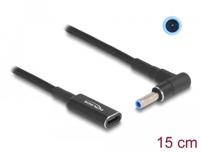 DELOCK καλώδιο τροφοδοσίας 60031, USB-C σε HP 4.5x3.0mm, 15cm, μαύρο