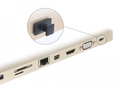 DELOCK κάλυμμα προστασίας για θύρα USB-C 64015 με λαβή, μαύρο, 10τμχ