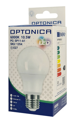 OPTONICA LED λάμπα A60 1354, 10.5W, 6000K, E27, 1055lm