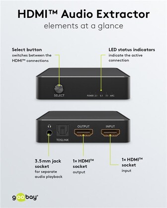 GOOBAY HDMI audio extractor 58469, 4K/30Hz, μαύρο