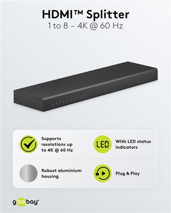 GOOBAY HDMI splitter 58484, 1-in σε 8-out, 4K/60Hz, μαύρο