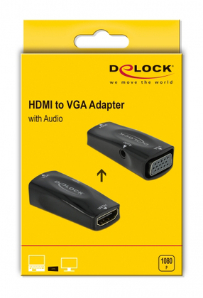 DELOCK αντάπτορας HDMI σε VGA 66560, με audio, 1080p/60Hz, μαύρος