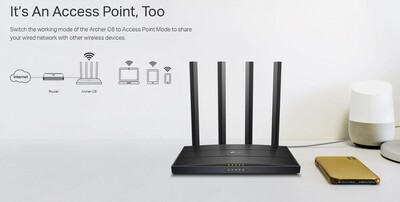 TP-LINK Router Archer C6, Wi-Fi 1200Mbps AC1200, MU-MIMO, Ver. 4.0