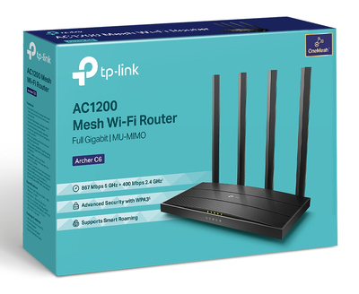 TP-LINK Router Archer C6, Wi-Fi 1200Mbps AC1200, MU-MIMO, Ver. 4.0