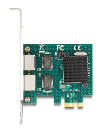 DELOCK κάρτα επέκτασης PCIe x1 σε 2x RJ45 Gigabit 88205, 1000Mbps