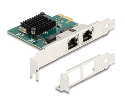 DELOCK κάρτα επέκτασης PCIe x1 σε 2x RJ45 Gigabit 88205, 1000Mbps