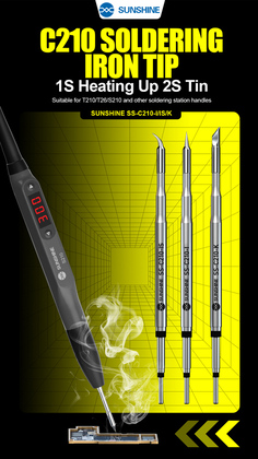 SUNSHINE soldering iron tip SS-C210 τύπου I, για T210, 80mm