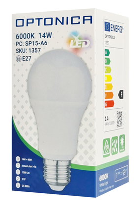 OPTONICA LED λάμπα A60 1357, 14W, 6000K, E27, 1380lm