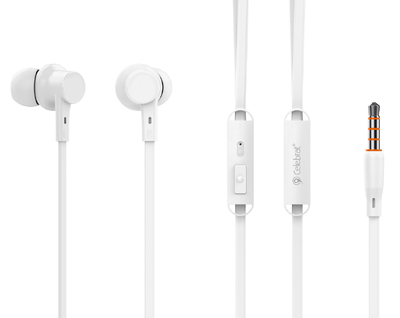 CELEBRAT earphones με μικρόφωνο G19, 3.5mm σύνδεση, Φ10mm, 1.2m, λευκά