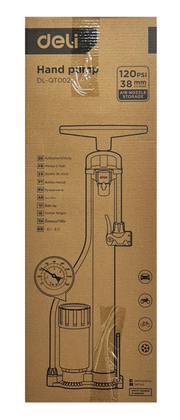 DELI τρόμπα χειρός DL-QT002 με μανόμετρο, 120PSI, μαύρη