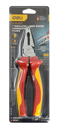 DELI πένσα ίσια ηλεκτρολόγου DL512007, μόνωση VDE 1000V, 18cm DELI πένσα ίσια ηλεκτρολόγου DL512007, μόνωση VDE 1000V, 18cm
