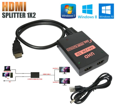 HDMI splitter CAB-H156, 1-in σε 2-out, 4K/60Hz, HDR/HDCP, 50cm, μαύρο