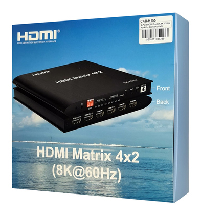 HDMI matrix switch CAB-H155, 4-in σε 2-out, 8K/60Hz, HDR/HDCP, μαύρο