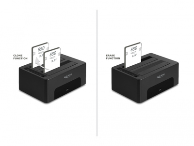 DELOCK docking station 64187, clone/erase function, 2x SSD/HDD, 5Gb/s