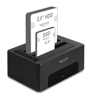 DELOCK docking station 64187, clone/erase function, 2x SSD/HDD, 5Gb/s