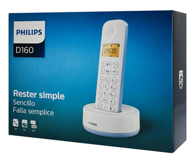 PHILIPS ασύρματο τηλέφωνο D1601S-34, με ελληνικό μενού, λευκό-μπλε