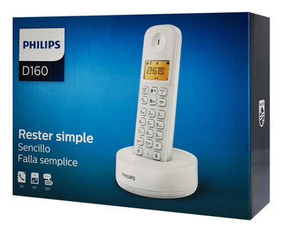 PHILIPS ασύρματο τηλέφωνο D1601W-34, με ελληνικό μενού, λευκό