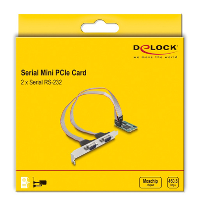 DELOCK κάρτα επέκτασης mini PCIe σε 2x RS-232 95273