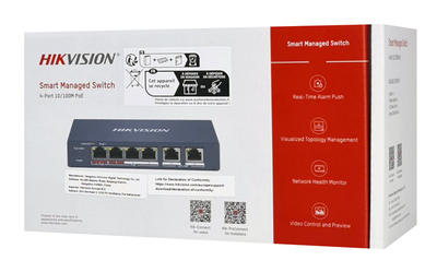 HIKVISION Managed switch DS-3E1106HP-EI, 4x PoE & 2x RJ45 ports, 100Mbps