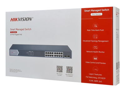 HIKVISION Managed switch DS-3E1518P-SI, 16x PoE & 2x SFP ports, 1000Mbps