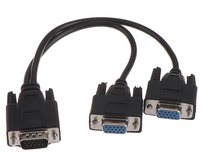 POWERTECH VGA splitter CAB-G039, 2 σε 1, HD, 0.20m, μαύρο