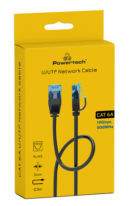 POWERTECH καλώδιο δικτύου PTR-0141 Cat 6a U/UTP, copper slim, 0.5m μαύρο