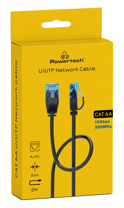 POWERTECH καλώδιο δικτύου PTR-0143 Cat 6a U/UTP, copper, slim, 2m, μαύρο