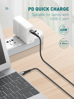 LDNIO καλώδιο USB-C σε USB-C LC101, 65W PD, 1m, γκρι