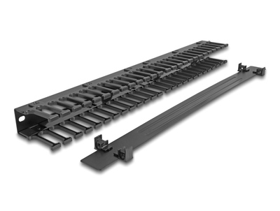 DELOCK cable management 67022 για rack 19"/1U, 3 ανοίγματα, μαύρο