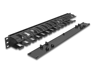 DELOCK cable management 67021 για rack 19"/1U, 2 ανοίγματα, μαύρο