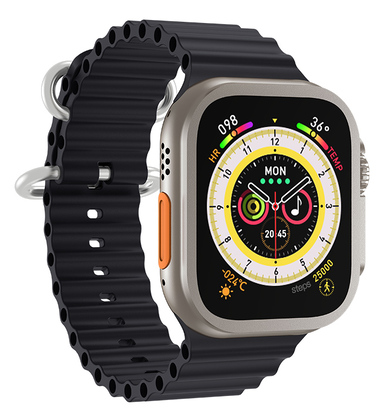 INTIME smartwatch 8 Ultra, 1.91", IP67, heart rate, ηχείο & mic, μαύρο