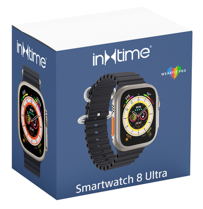 ΙΝΤΙΜΕ smartwatch 8 Ultra, 1.91", IP67, heart rate, ηχείο & mic, μαύρο