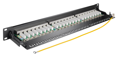 GOOBAY patch panel 90854, 19"/1U, 24x ports, CAT 6a STP, μαύρo