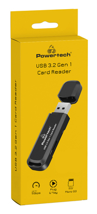 POWERTECH card reader PT-1112 για SD & micro SD, USB 3.2, 5Gbps, μαύρο