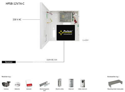 PULSAR τροφοδοτικό HPSB-12V7A-C, 13.8V/7A/17Ah buffer