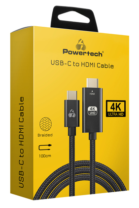 POWERTECH καλώδιο USB-C σε HDMI PTR-0137, 4K/60Hz, 10.2Gbit/s, 1m, μαύρο