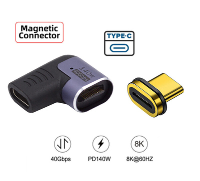 POWERTECH αντάπτορας USB-C PTH-105, μαγνητικός, 140W, 40Gbps, γκρι