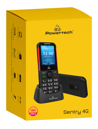 POWERTECH κινητό τηλέφωνο Sentry 4G PTM-33, SOS Call, με φακό, μαύρο