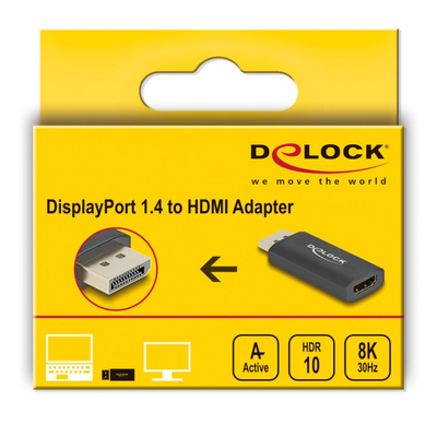 DELOCK αντάπτορας DisplayPort σε HDMI 61055, 8K/60Hz HDR, Active, μαύρος