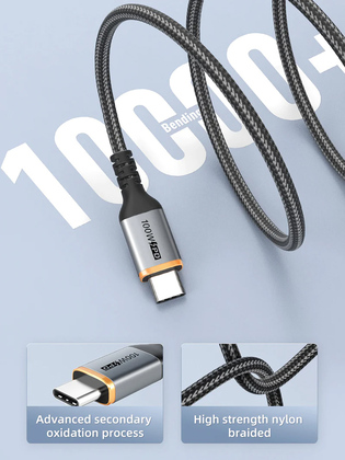 CABLETIME καλώδιο USB-C CT-CM100, 100W PD, 2m, μαύρο