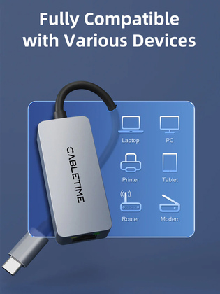 CABLETIME αντάπτορας δικτύου CT-CML2500, USB-C, 2.5Gbps Ethernet, γκρι