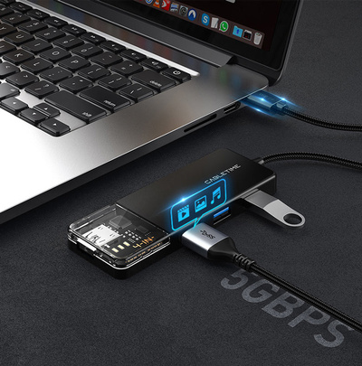 CABLETIME USB hub CT-HUBT2-PB, 4x θυρών, 5Gbps, USB σύνδεση, 1m, μαύρο