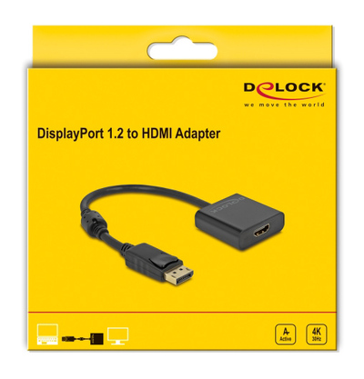 DELOCK αντάπτορας DisplayPort σε HDMI 63585, 4K/30Hz, active, μαύρος