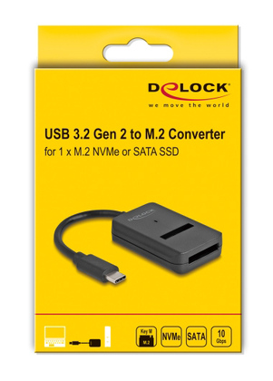 DELOCK αντάπτορας USB-C σε M.2 NVMe PCIe/SATA SSD 64198, 10Gbps