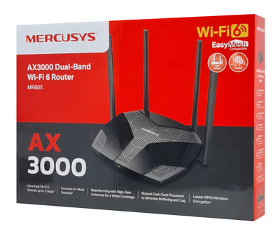 MERCUSYS router MR80X, Wi-Fi 6, 3Gbps AX3000, Dual Band, Ver. 3.0