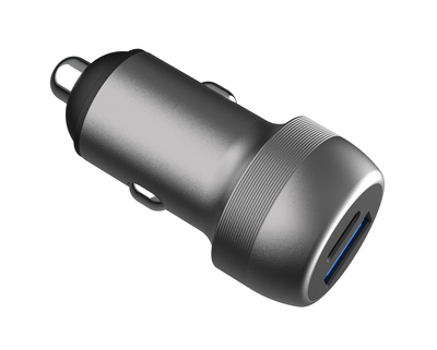 POWERTECH φορτιστής αυτοκινήτου PT-1148, USB & USB-C, 89W PD & QC, γκρι